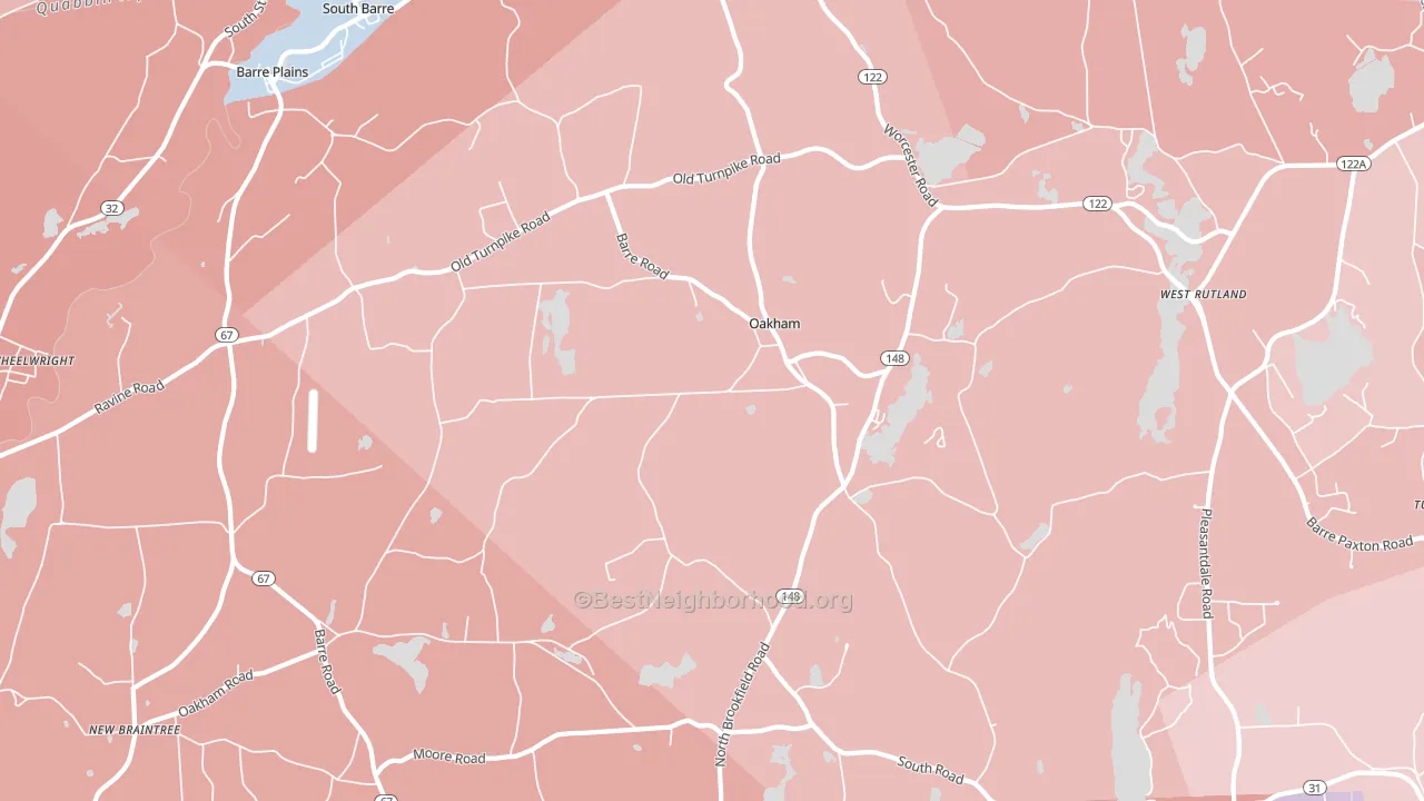 Oakham, MA block-group political-lean map