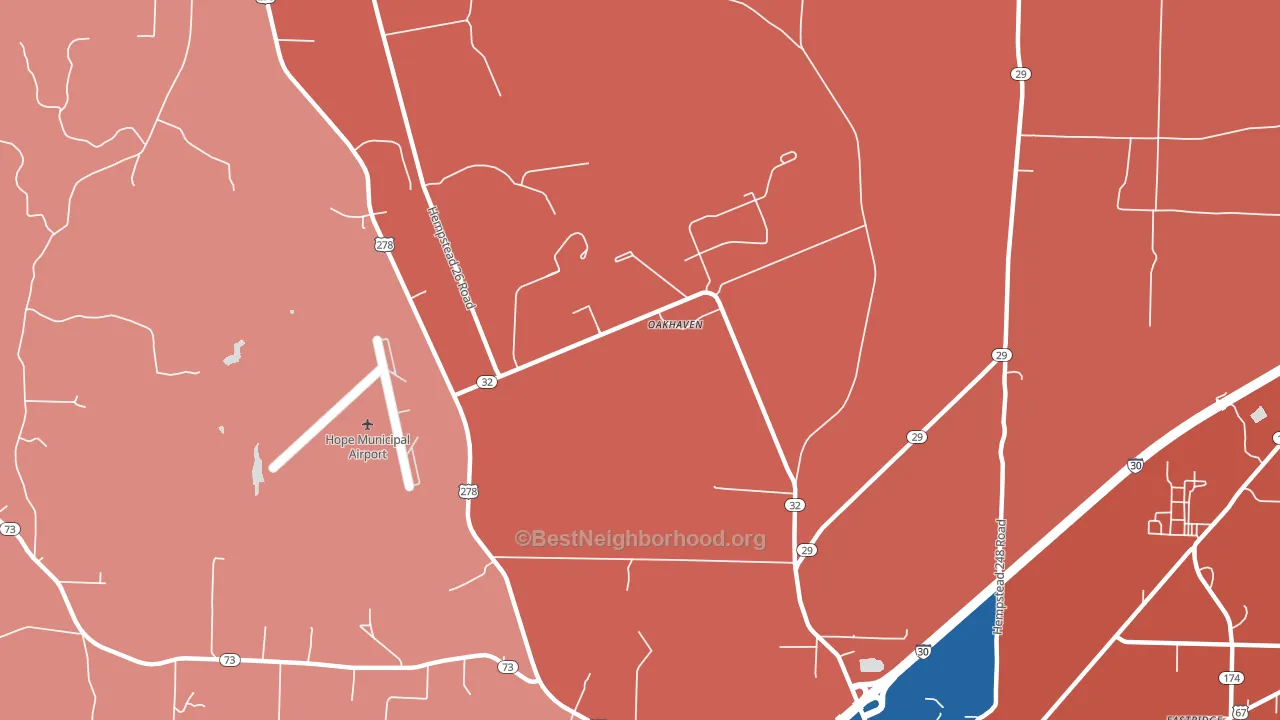 Oakhaven, AR block-group political-lean map