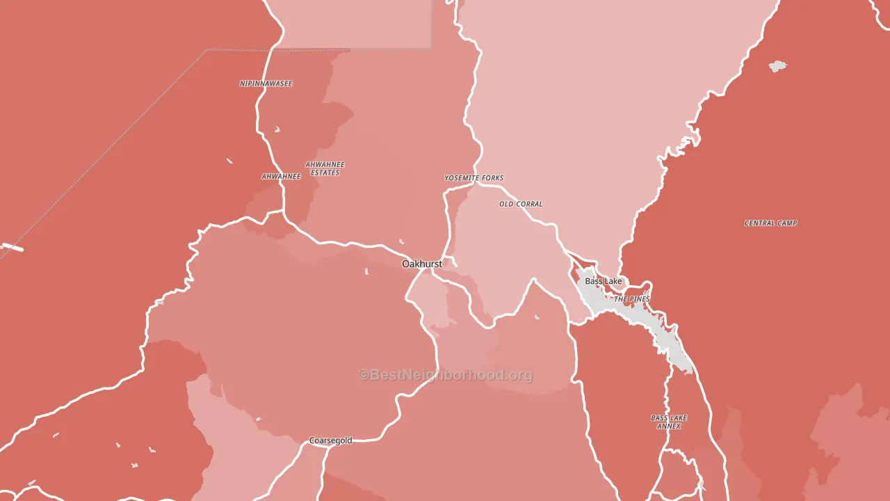 Oakhurst, CA block-group political-lean map