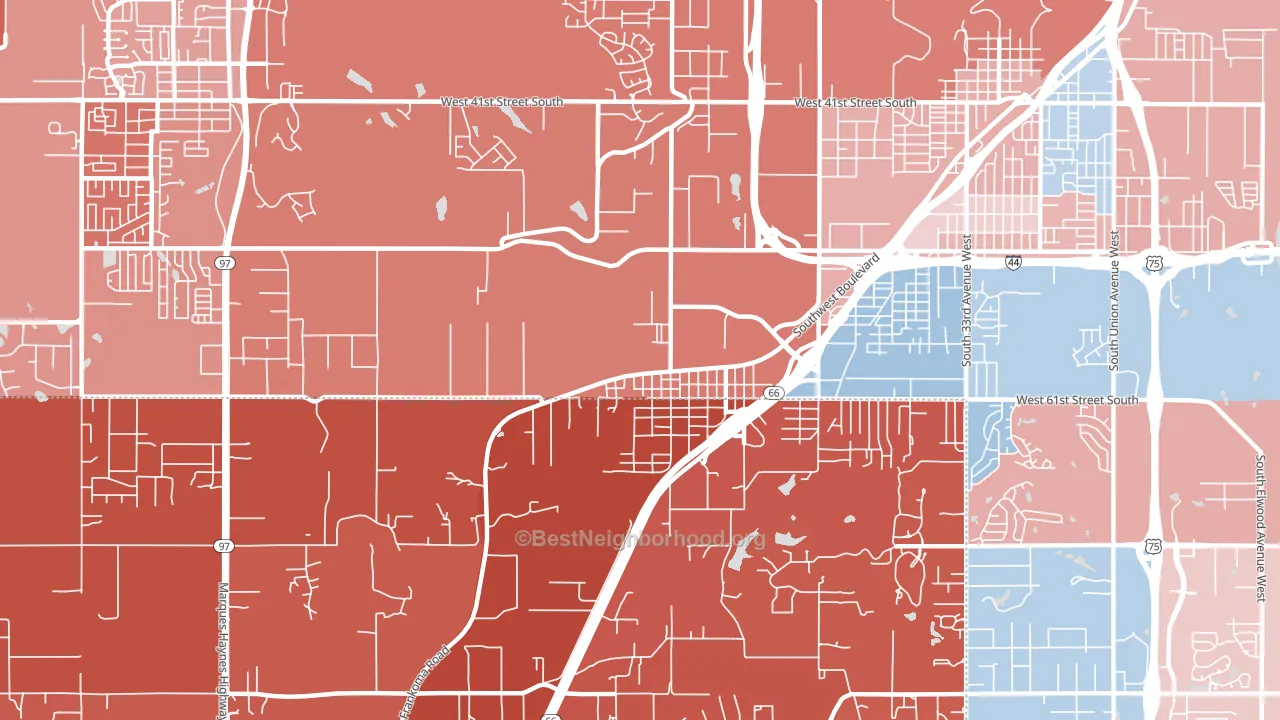 Oakhurst, OK block-group political-lean map