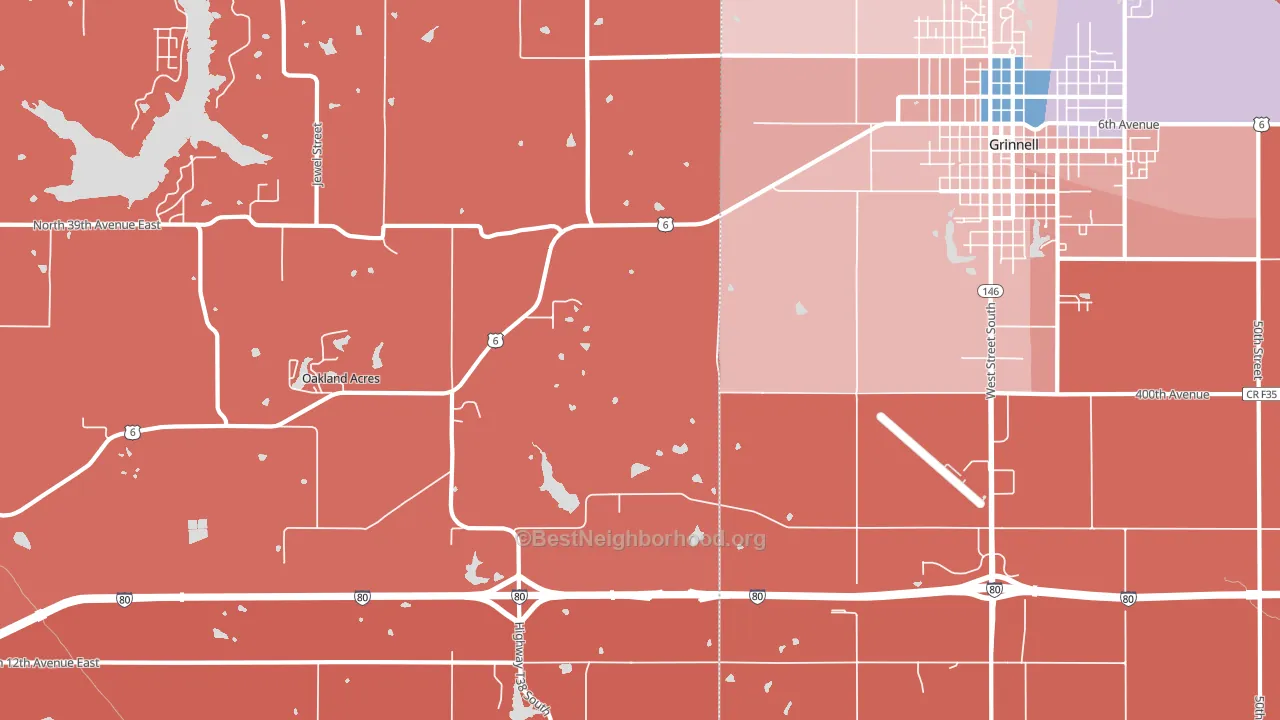 Oakland Acres, IA block-group political-lean map
