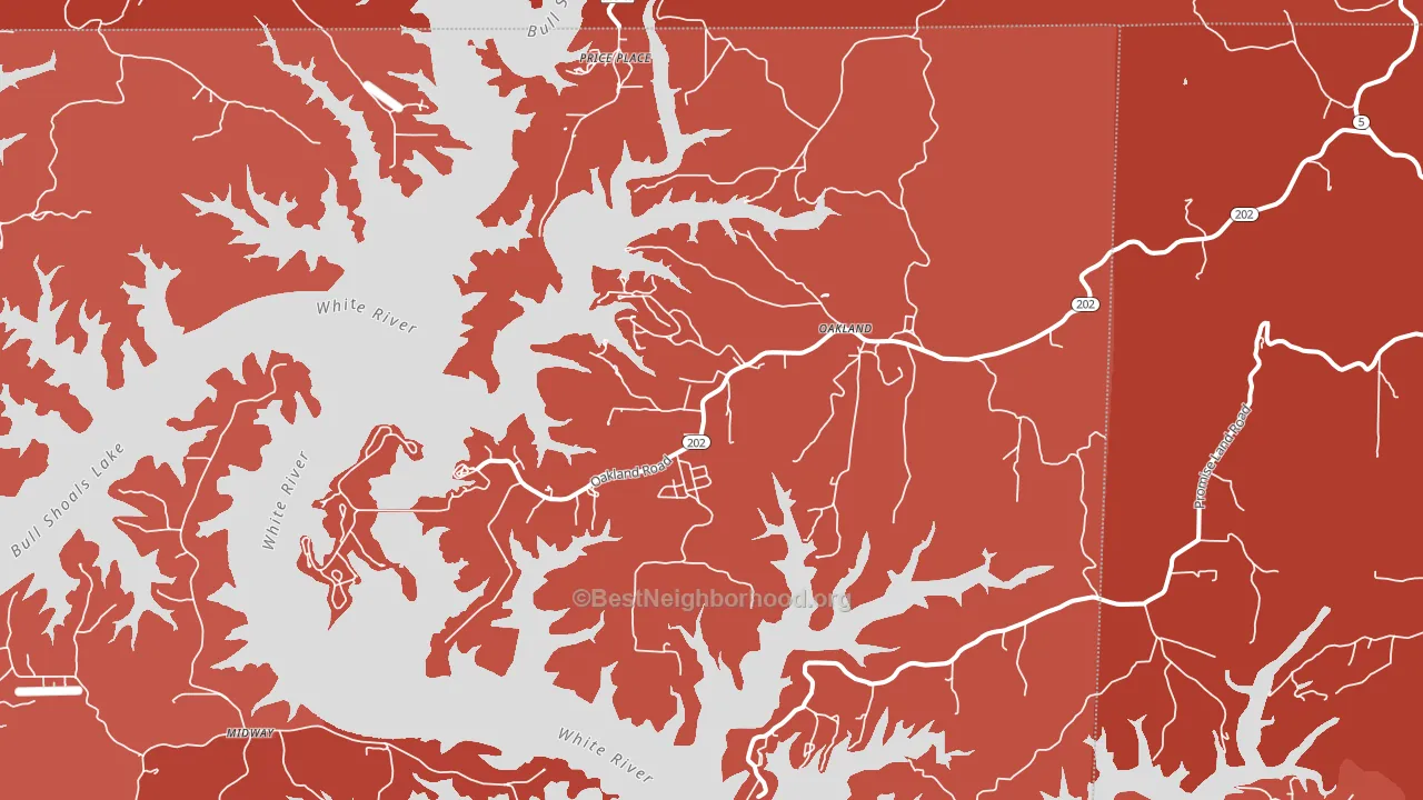 Oakland, AR block-group political-lean map