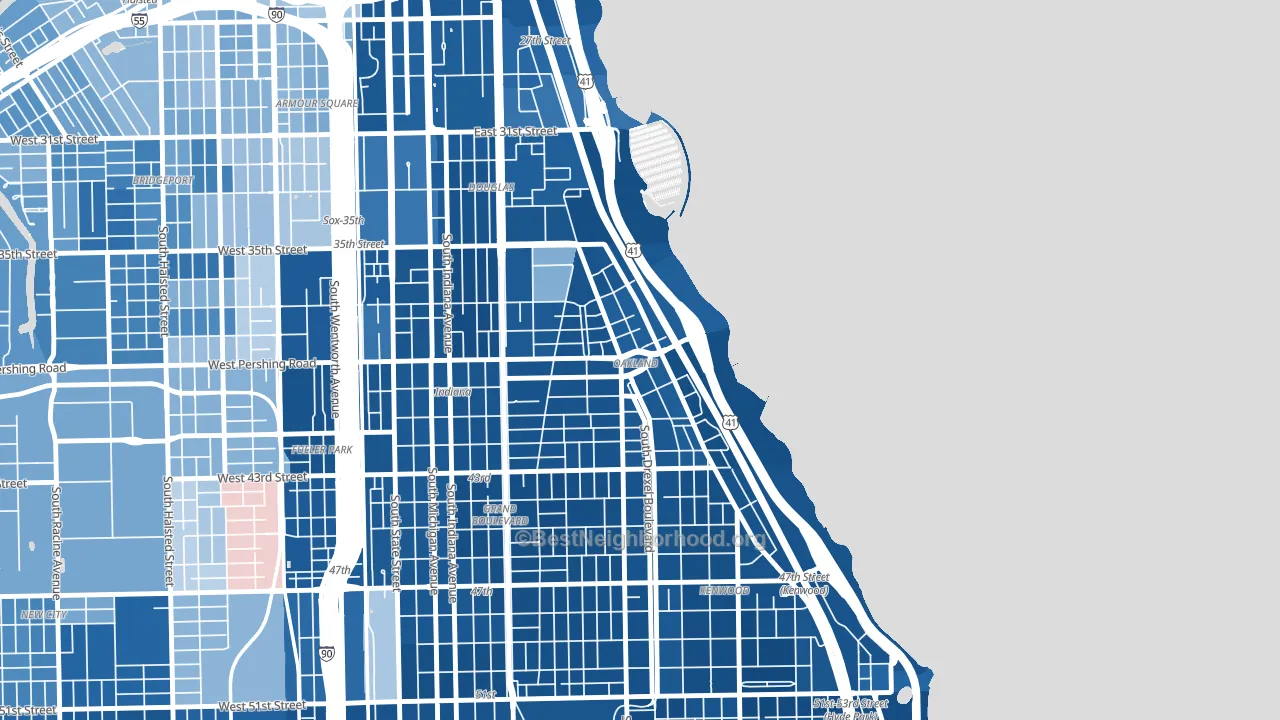 Oakland, Chicago, IL block-group political-lean map