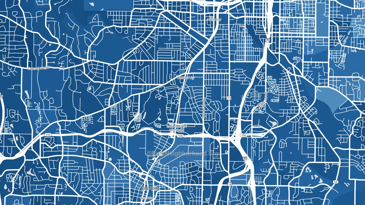 Oakland City, Atlanta, GA block-group political-lean map