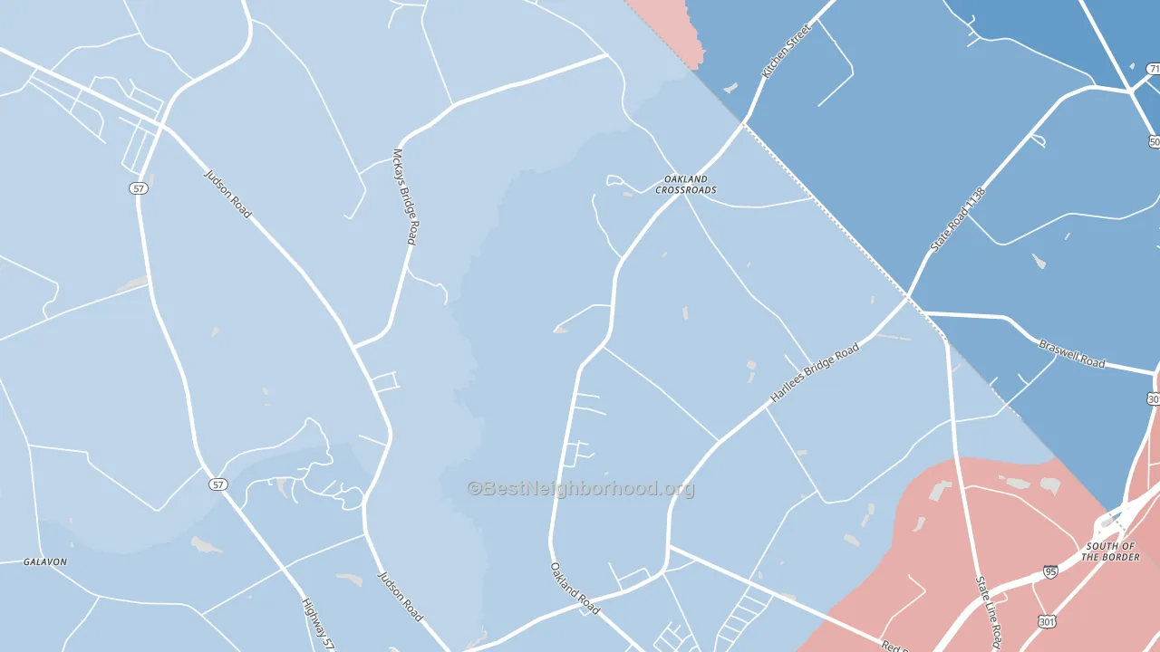 Oakland Cross Roads, SC block-group political-lean map