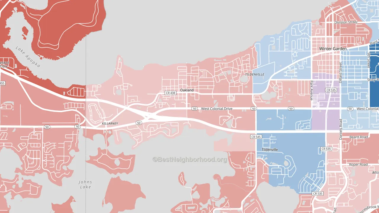 Oakland, FL block-group political-lean map