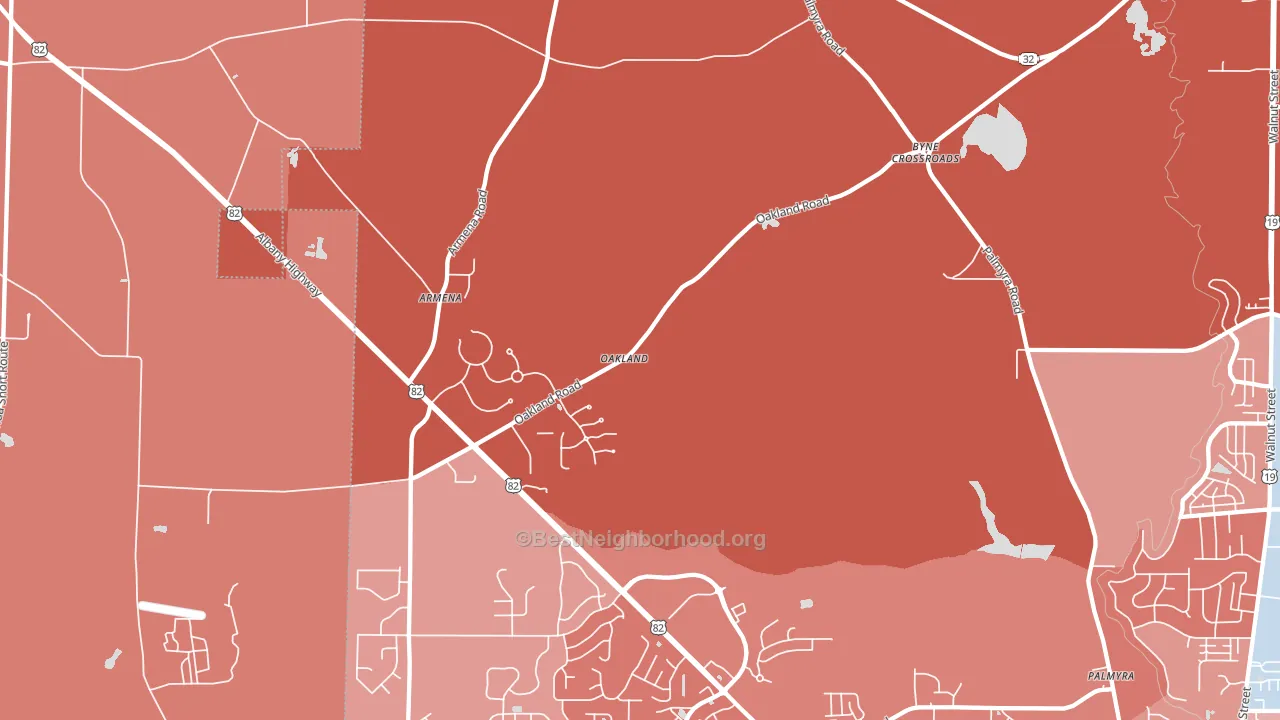 Oakland, GA block-group political-lean map