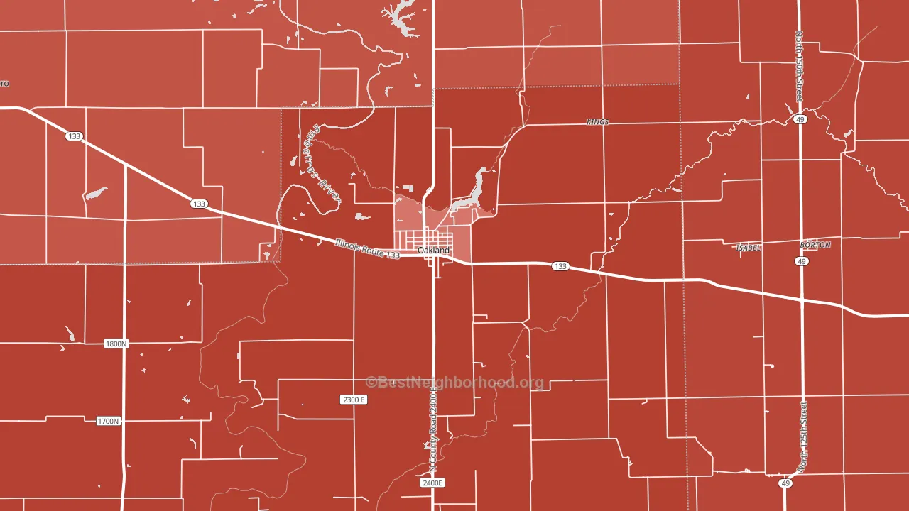 Oakland, IL block-group political-lean map