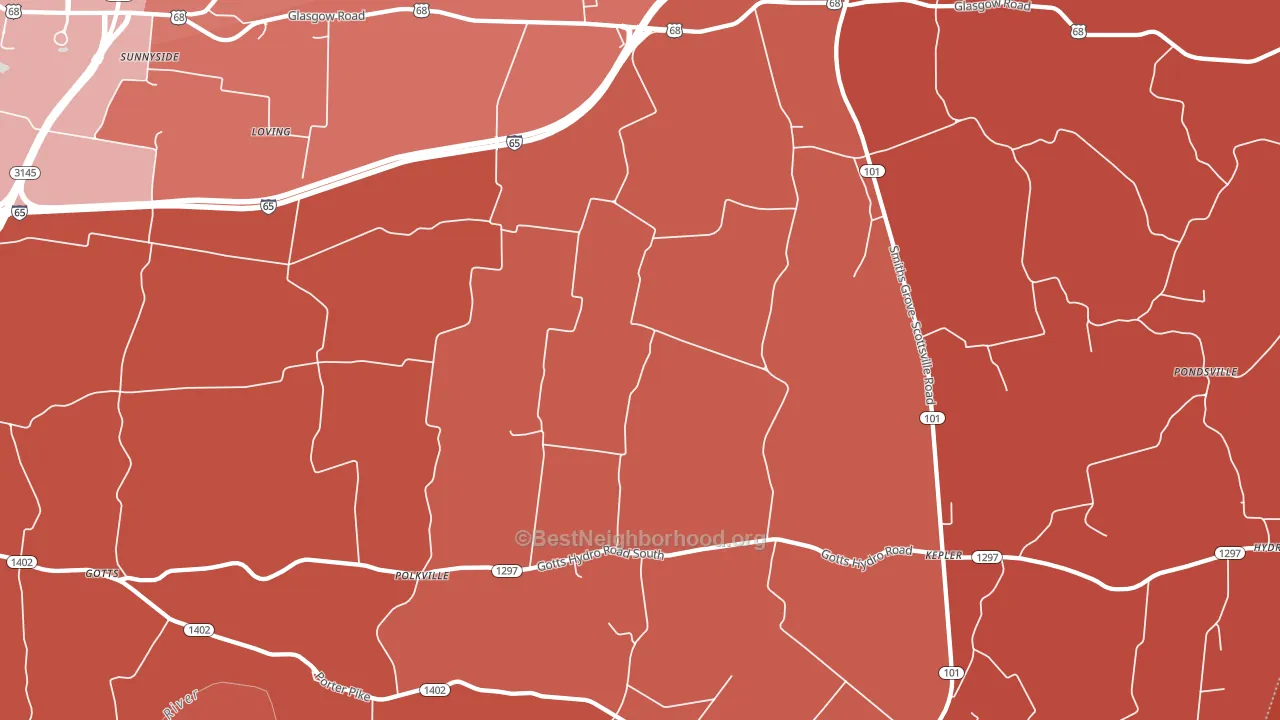 Oakland, KY block-group political-lean map