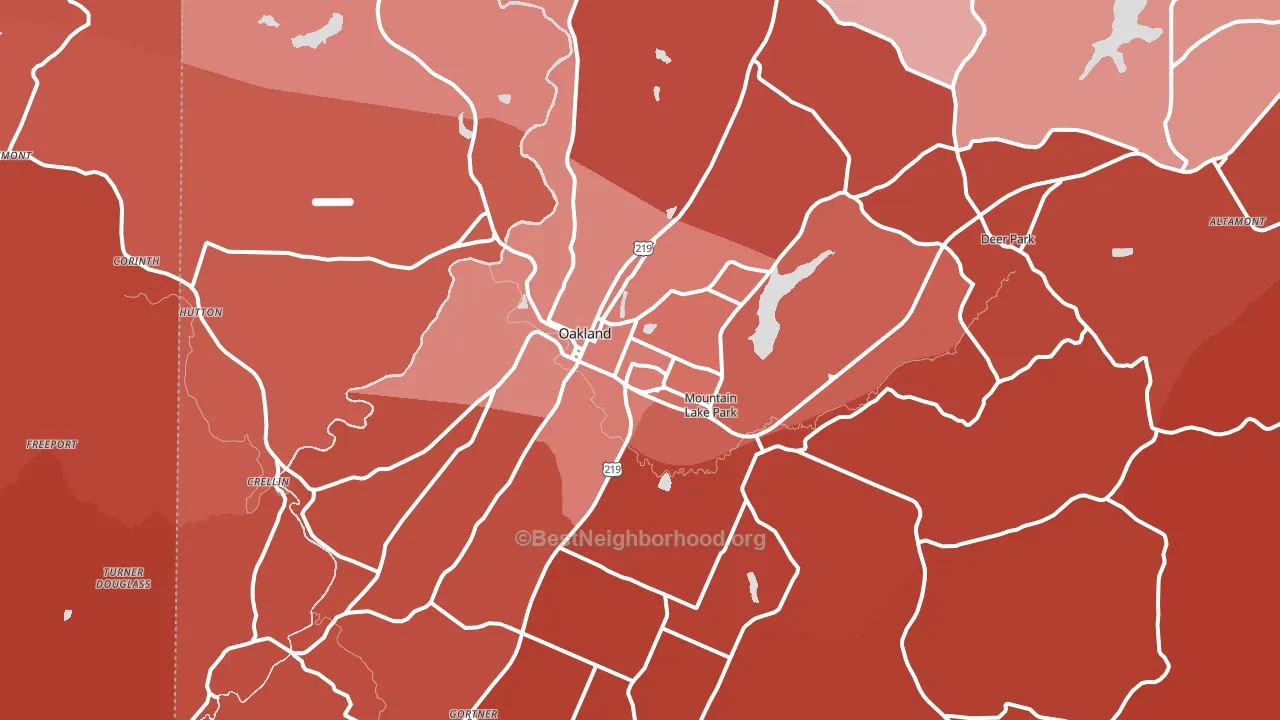 Oakland, MD block-group political-lean map