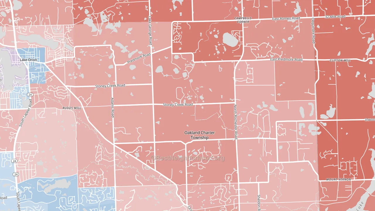 Oakland, MI block-group political-lean map