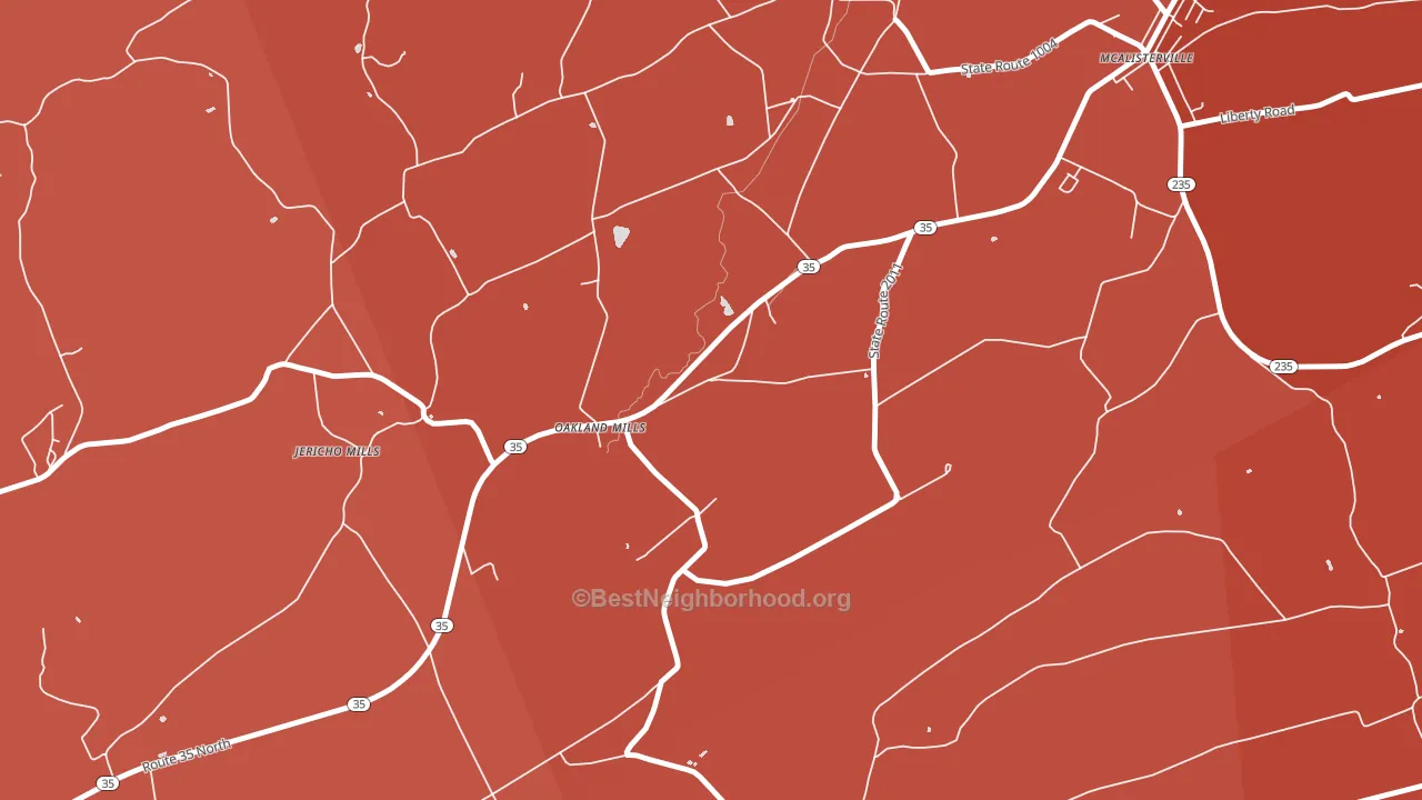 Oakland Mills, PA block-group political-lean map