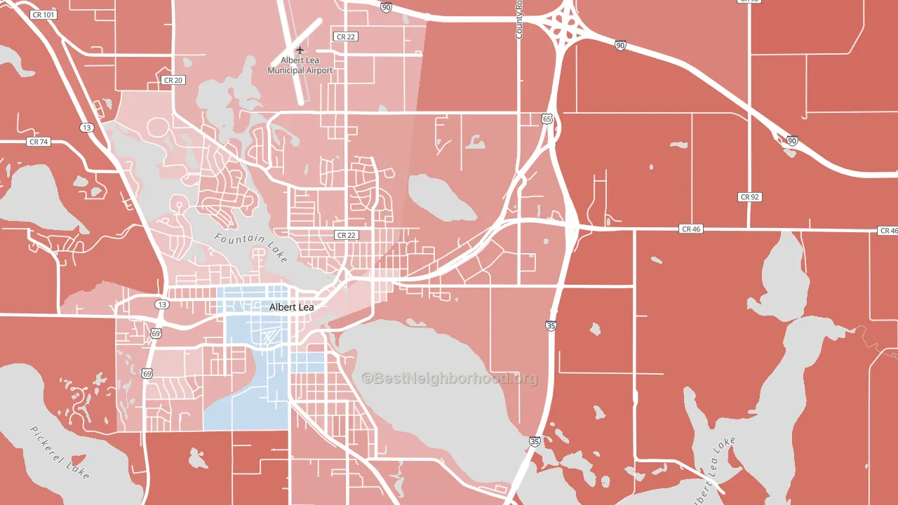 Oakland, MN block-group political-lean map