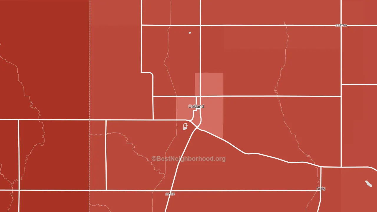 Oakland, NE block-group political-lean map