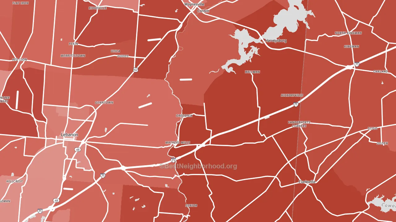 Oakland, OH block-group political-lean map