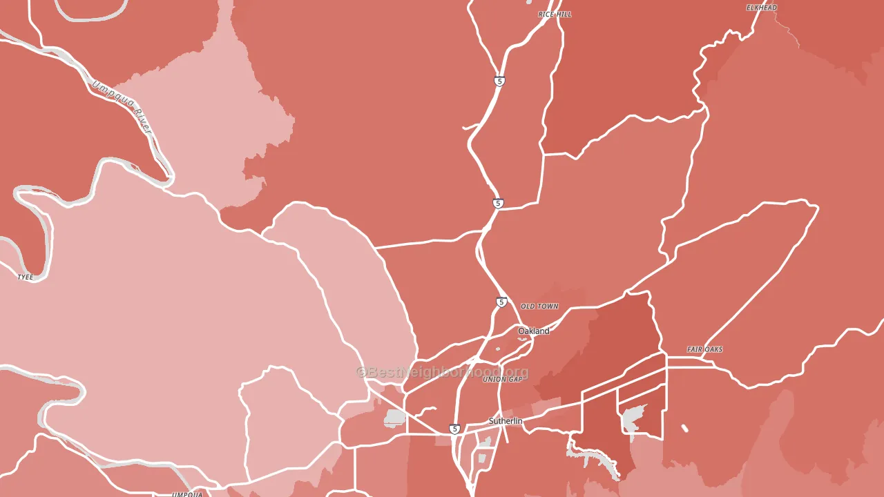 Oakland, OR block-group political-lean map