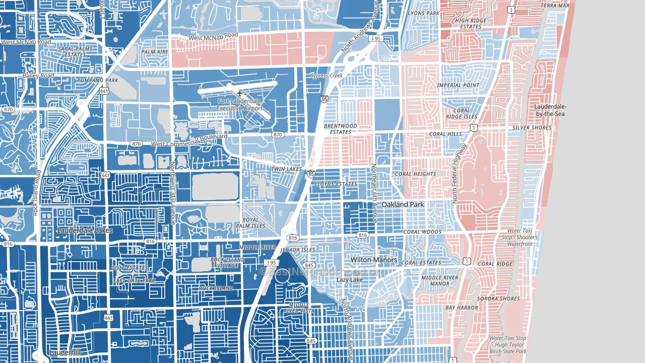 Oakland Park, FL block-group political-lean map