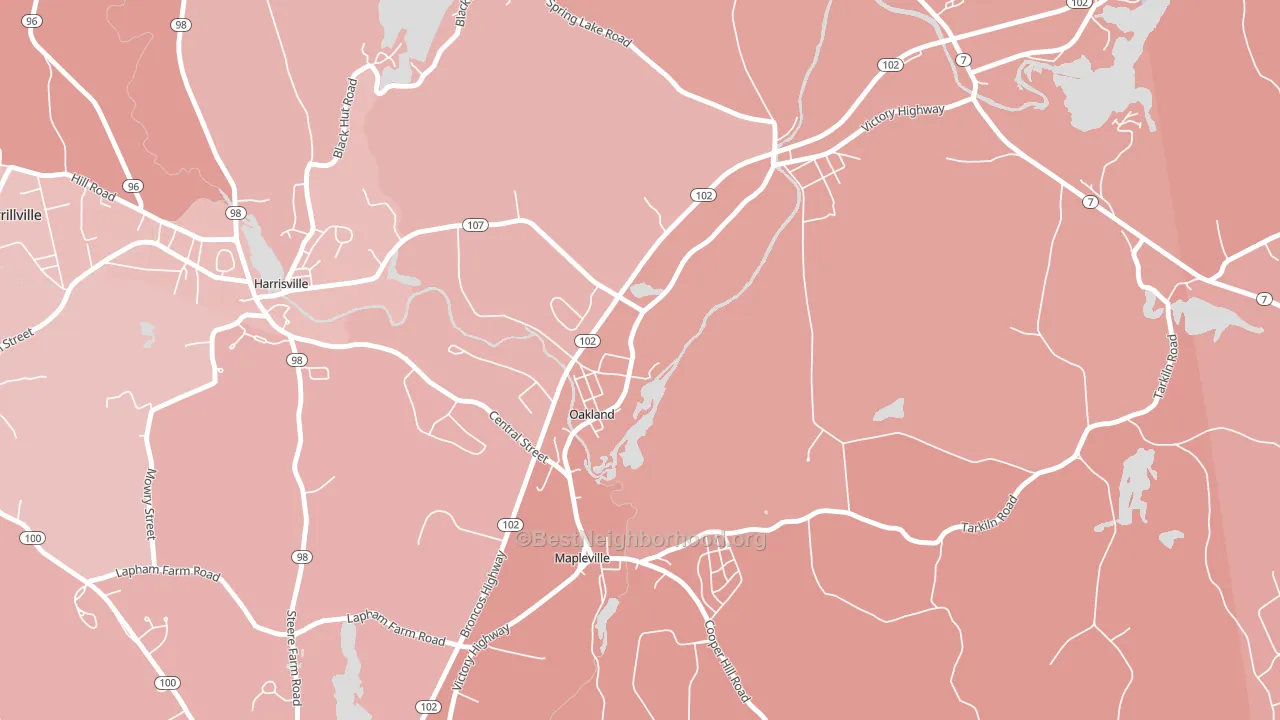 Oakland, RI block-group political-lean map