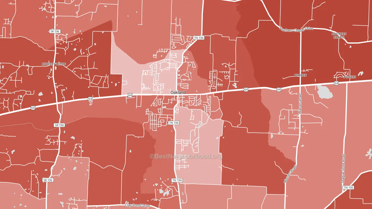 Oakland, TN block-group political-lean map