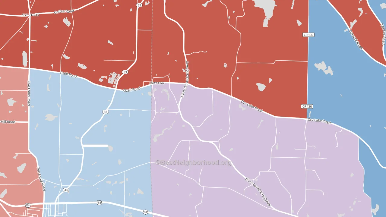 Oaklawn, GA block-group political-lean map