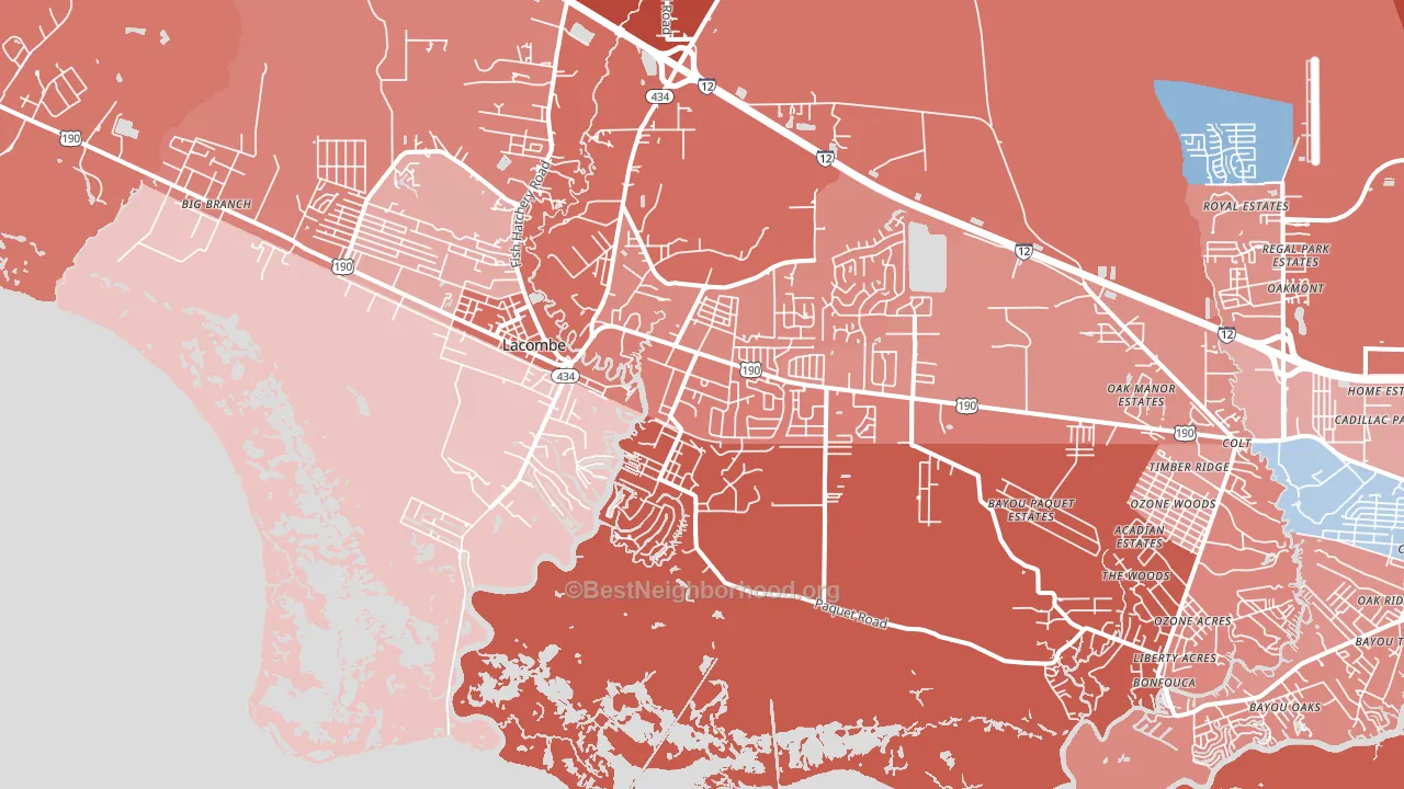 Oaklawn, LA block-group political-lean map
