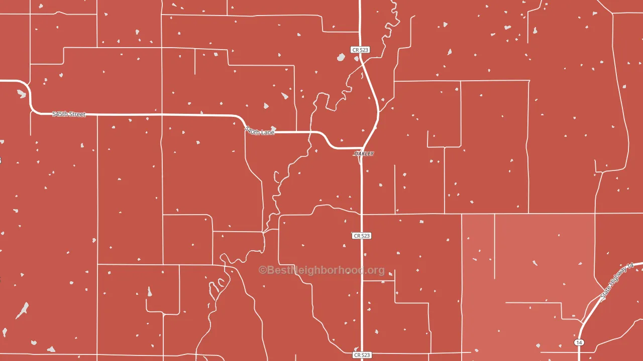 Oakley, IA block-group political-lean map