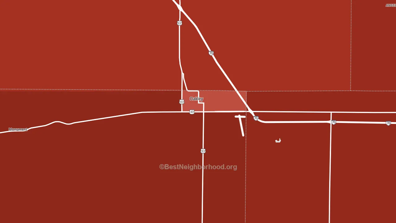 Oakley, KS block-group political-lean map