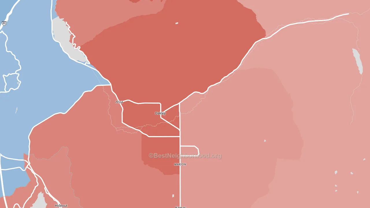 Oakley, UT block-group political-lean map