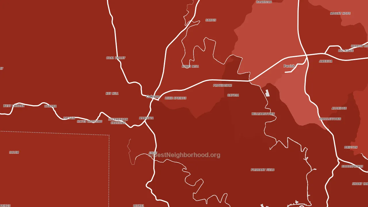 Oakman, AL block-group political-lean map