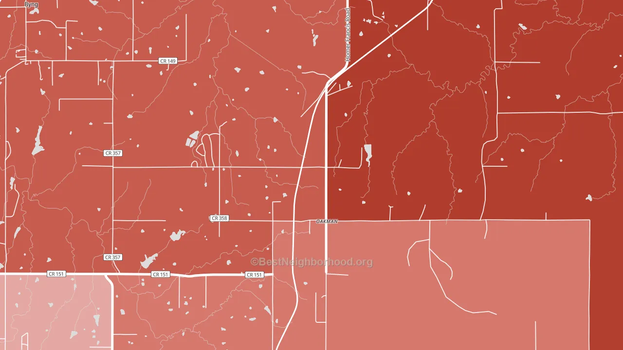 Oakman, OK block-group political-lean map