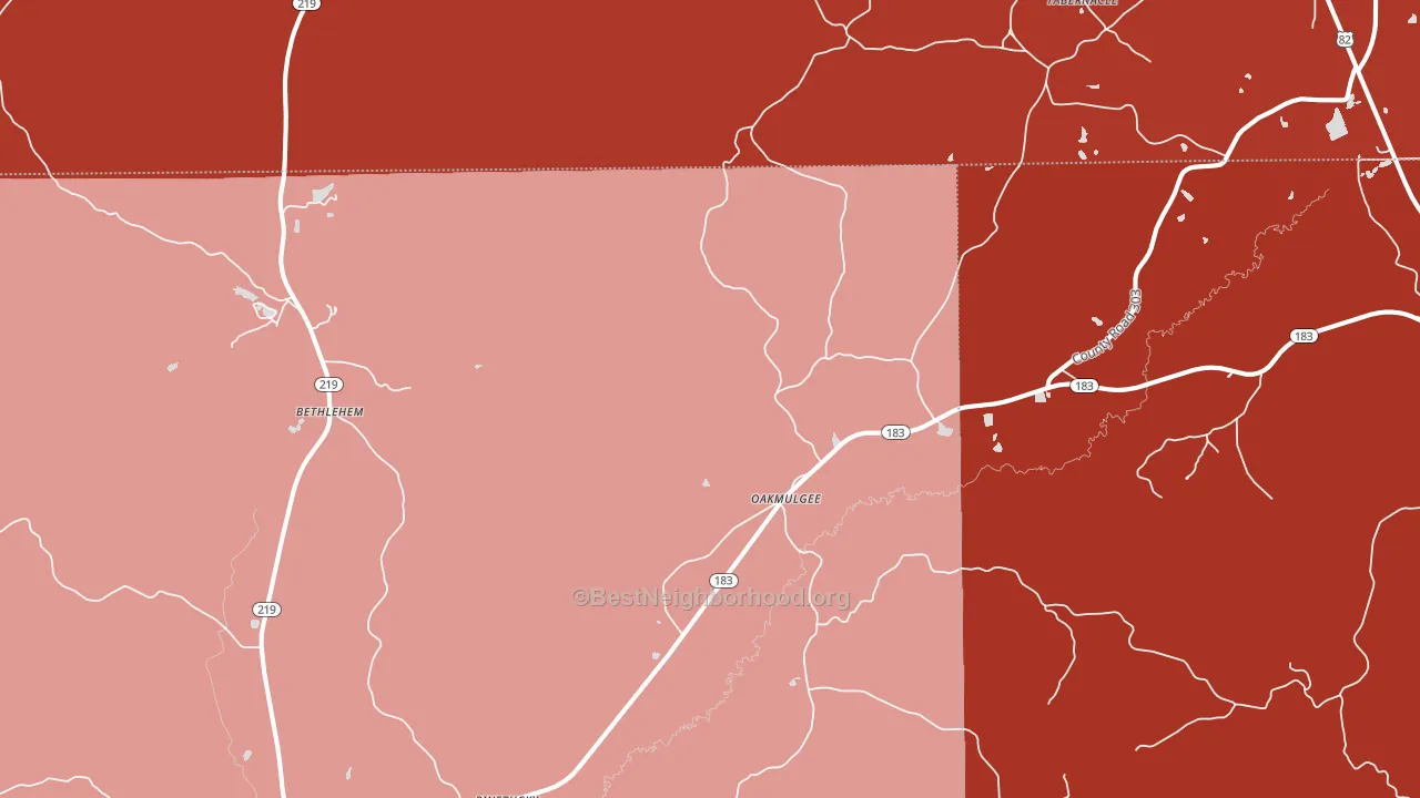 Oakmulgee, AL block-group political-lean map