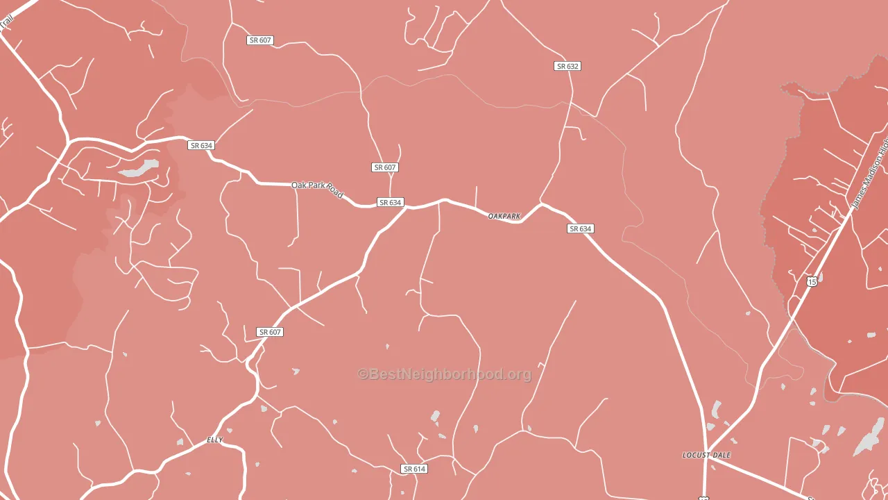 Oakpark, VA block-group political-lean map
