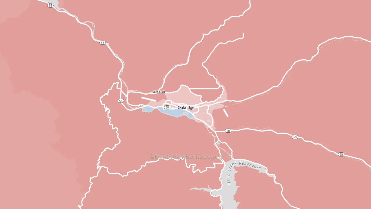 Oakridge, OR block-group political-lean map