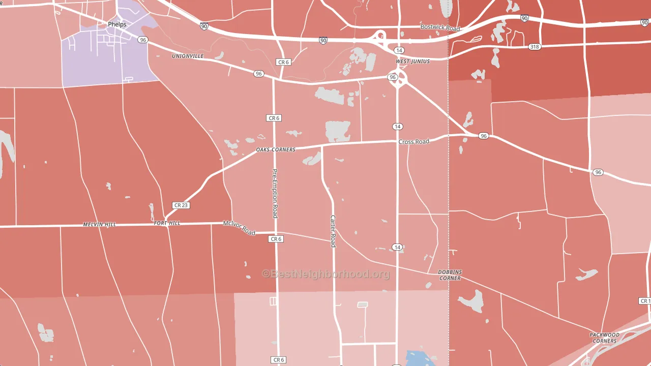 Oaks Corners, NY block-group political-lean map
