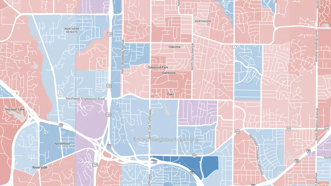 Oaks, MO block-group political-lean map