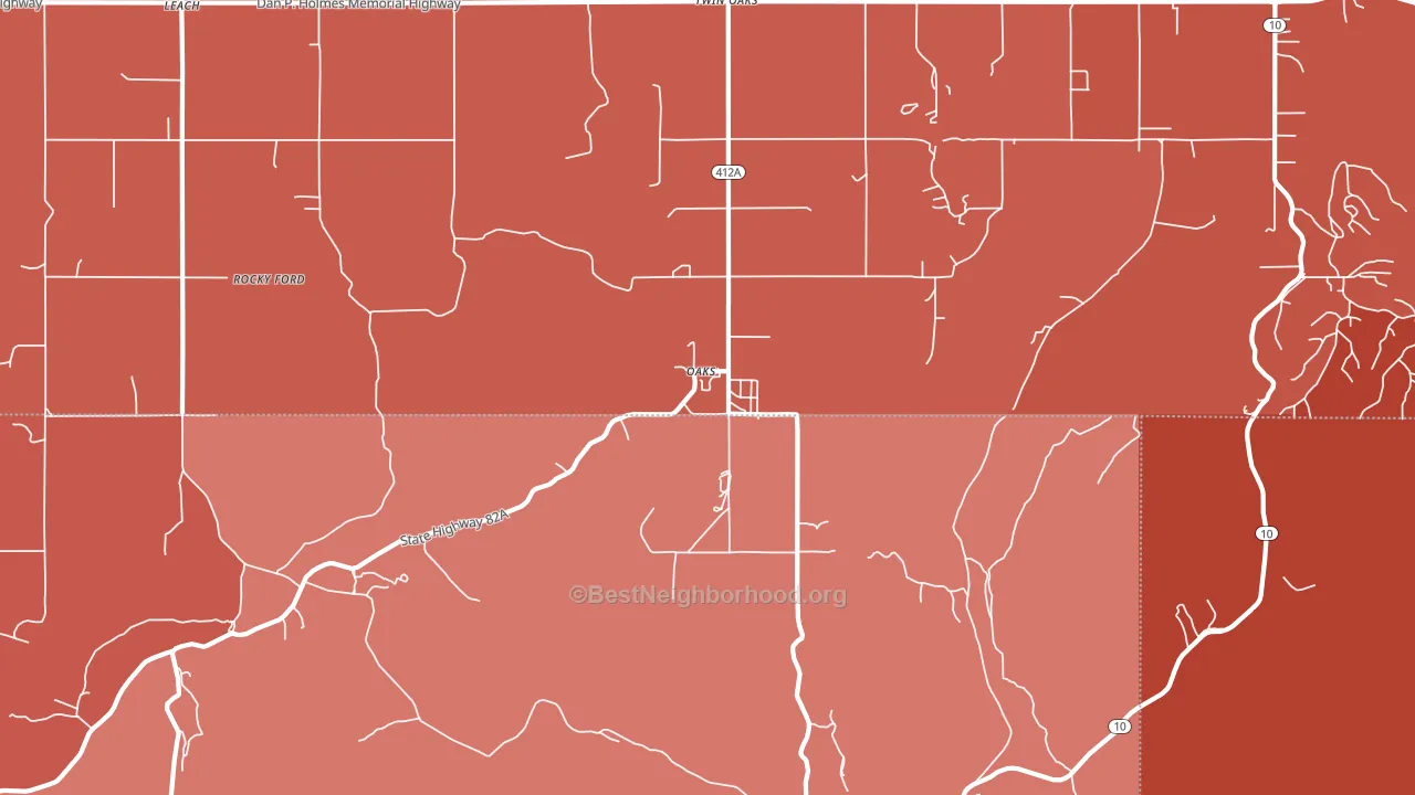 Oaks, OK block-group political-lean map