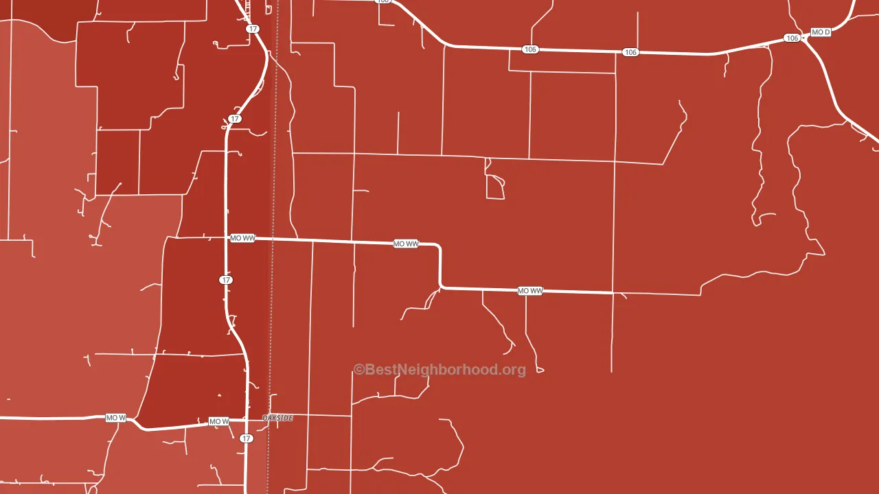 Oakside, MO block-group political-lean map
