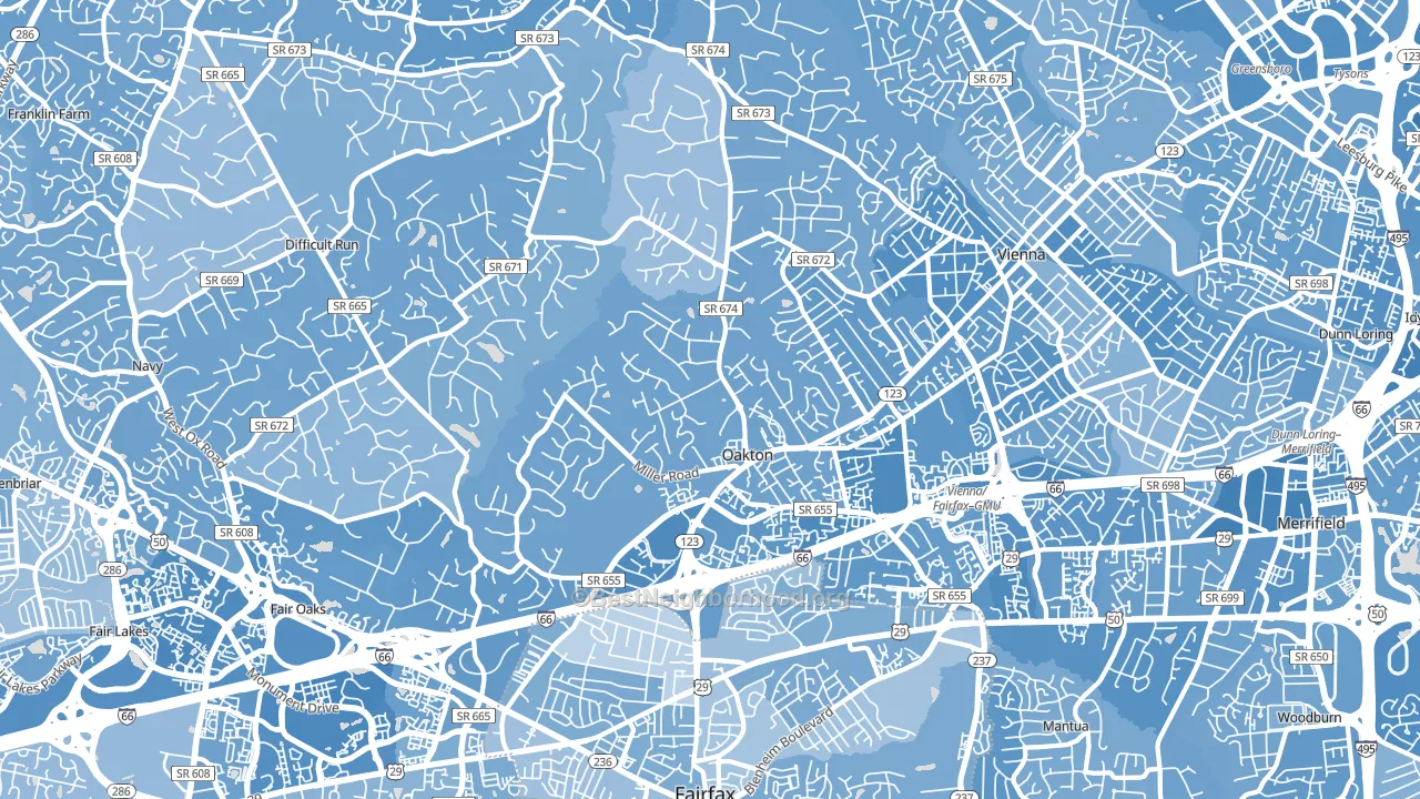 Oakton, VA block-group political-lean map