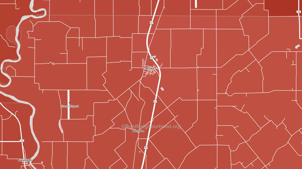 Oaktown, IN block-group political-lean map
