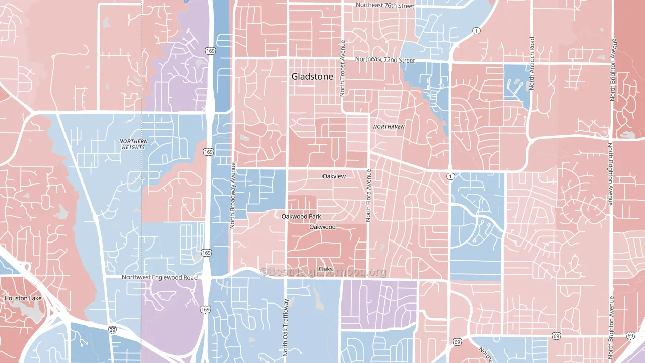 Oakview, MO block-group political-lean map