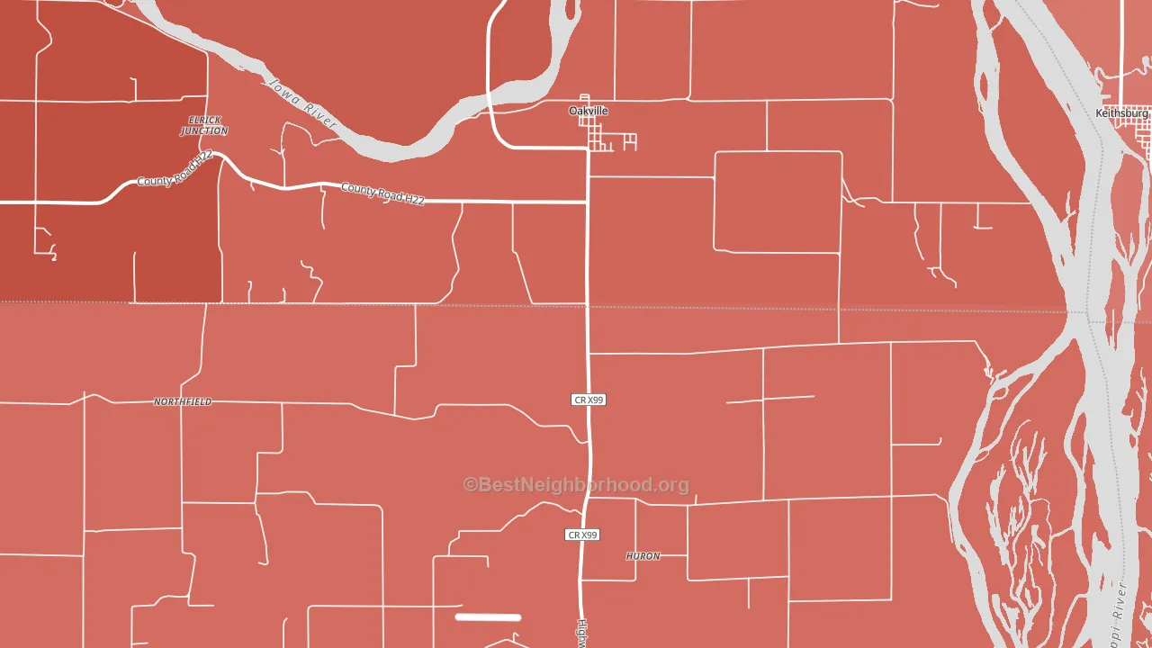 Oakville, IA block-group political-lean map
