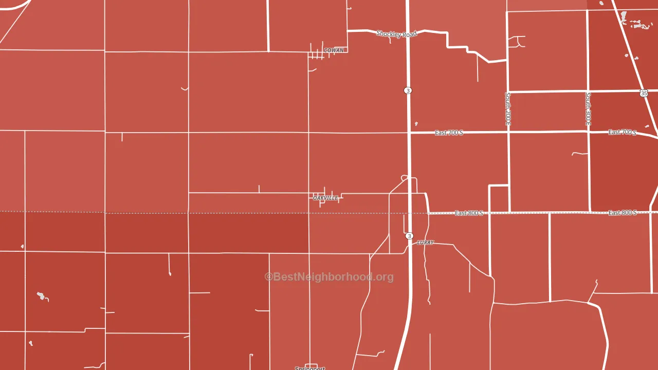 Oakville, IN block-group political-lean map