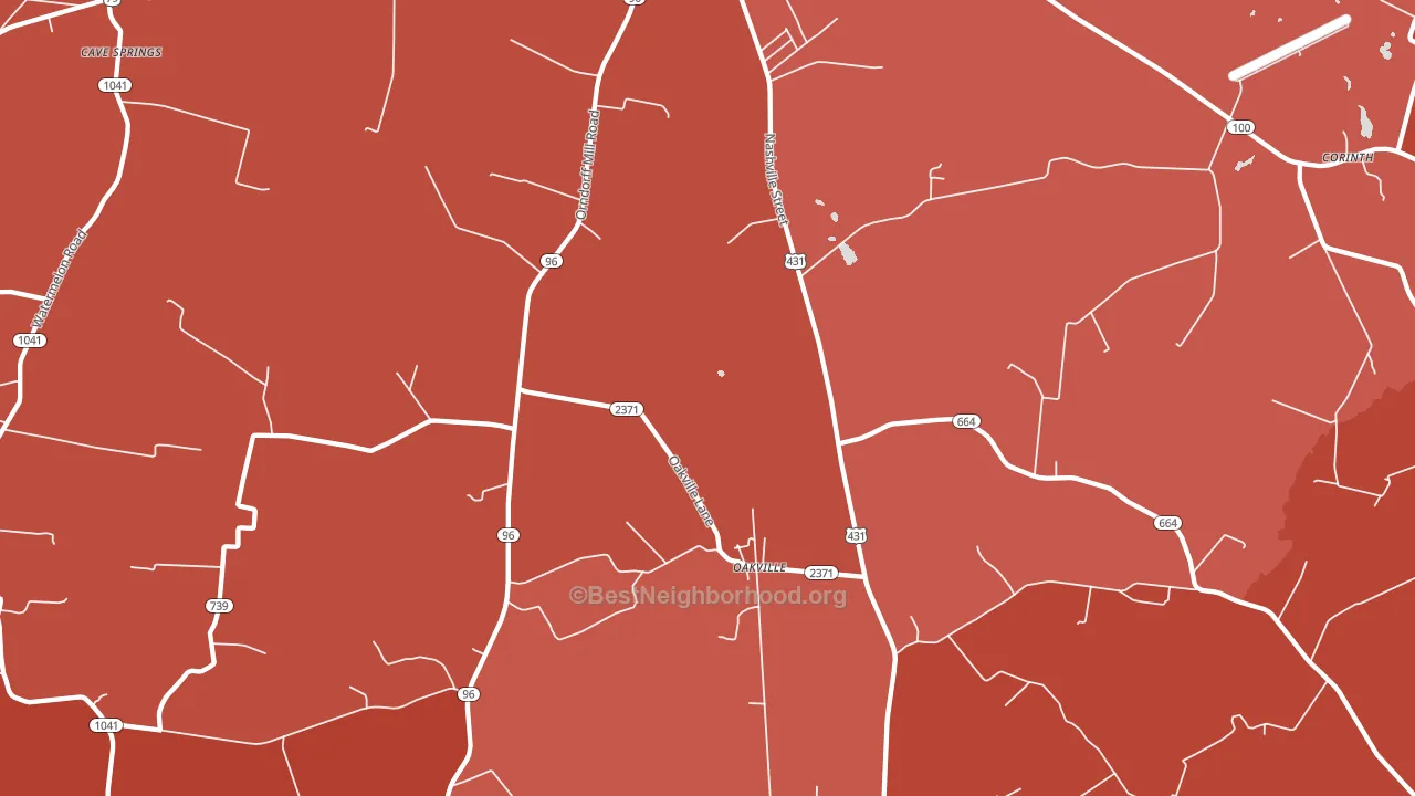 Oakville, KY block-group political-lean map