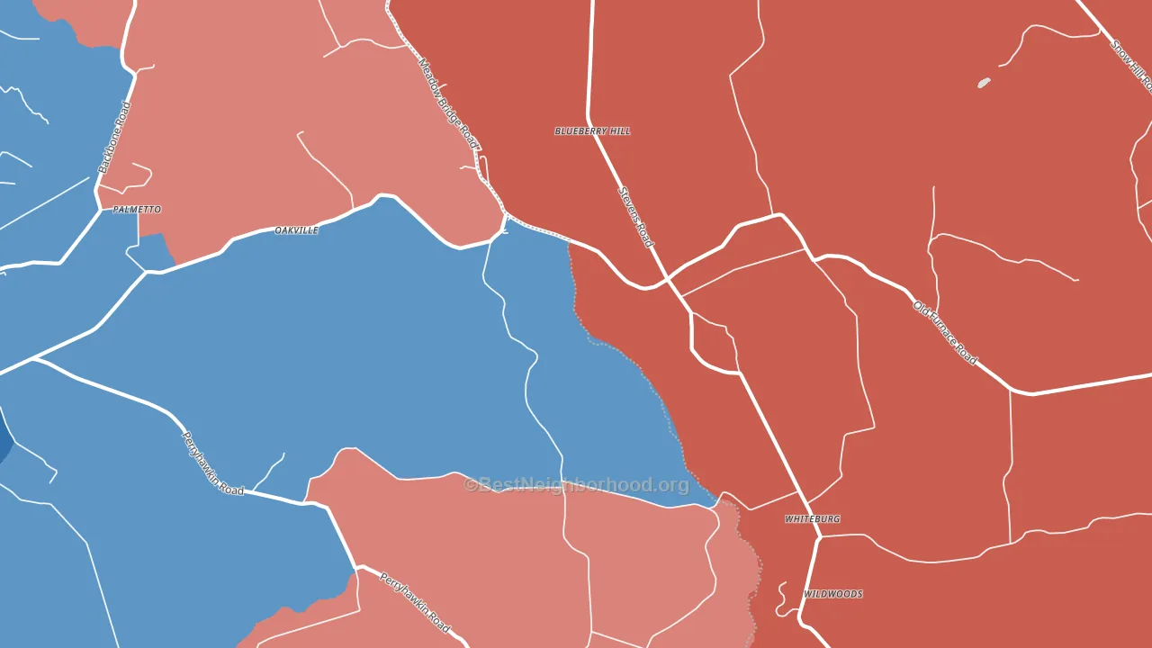 Oakville, MD block-group political-lean map