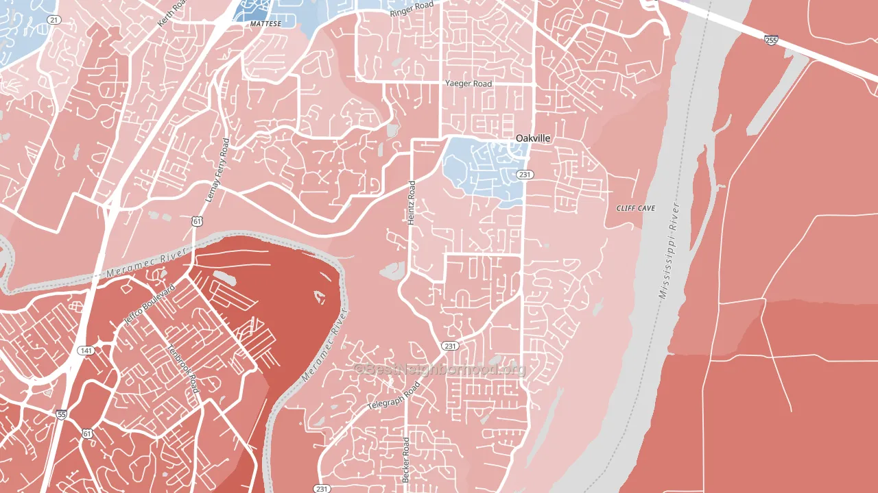 Oakville, MO block-group political-lean map