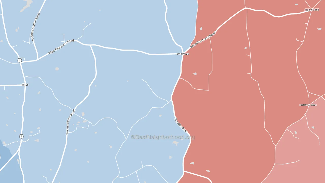 Oakville, NC block-group political-lean map
