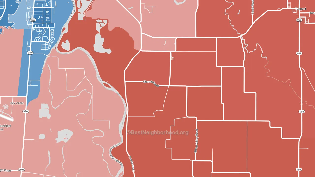 Oakville, OR block-group political-lean map