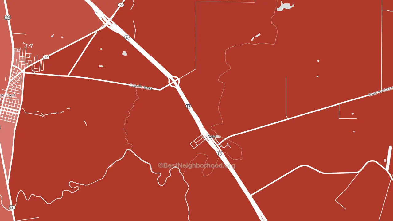 Oakville, TX block-group political-lean map