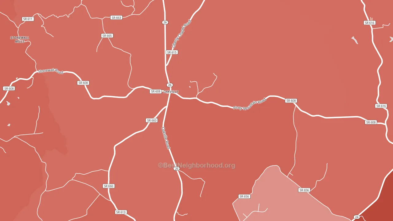 Oakville, VA block-group political-lean map