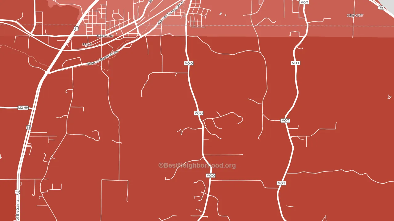 Oakwood, MO block-group political-lean map